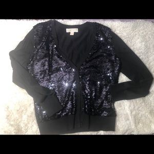 Front sequined black Michael Kors sweater.